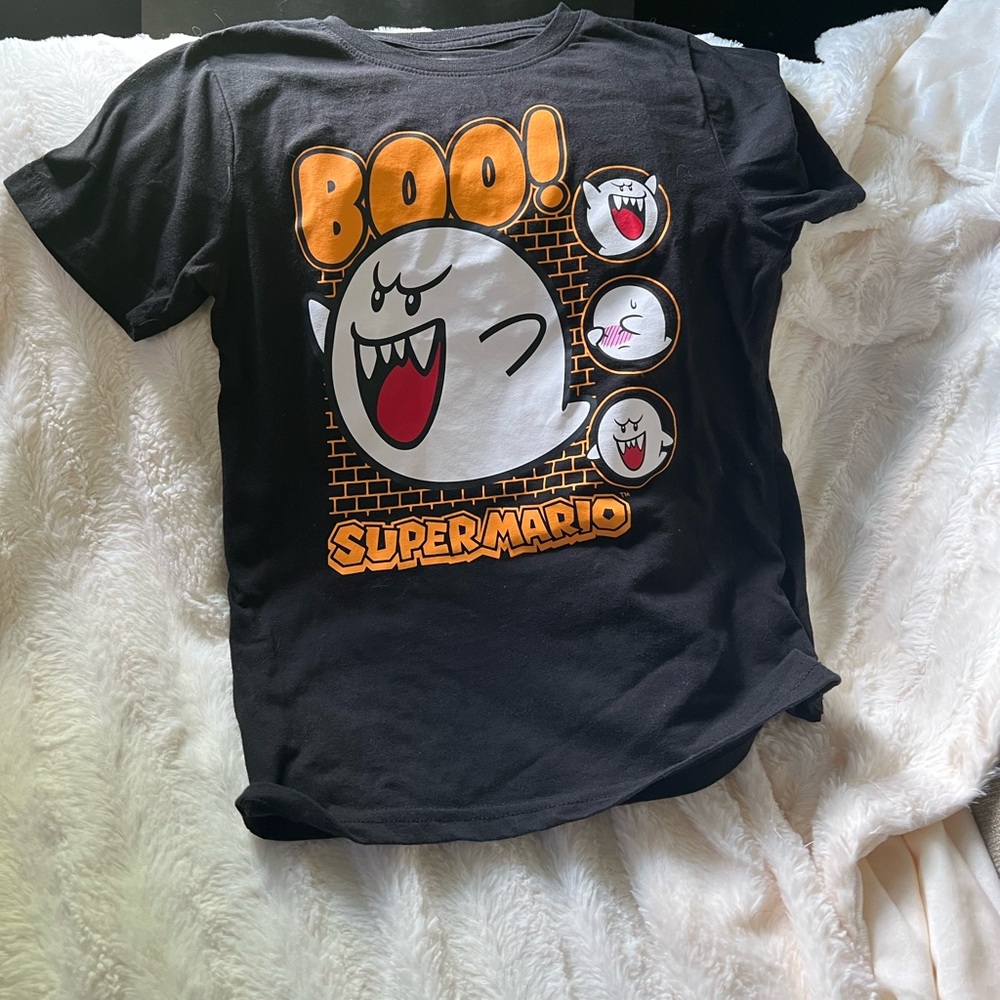 Nintendo Black Kids T-Shirt Boo Halloween Size Small